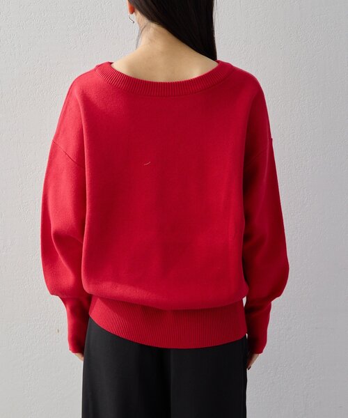 UNFORM（アンフォーム）の「【2026AW Debut】【UNFORM】スウェットライクニット（ニット/セーター・レディース・ブラック/レッド/ネイビー・FREE）」の9枚目の写真