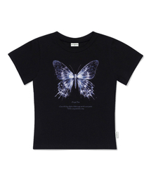 グロー バタフライプリント スリムフィット 半袖Tシャツ ブラック