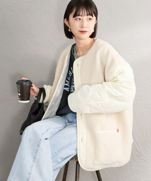 拼接搖粒絨鋪棉絎縫外套