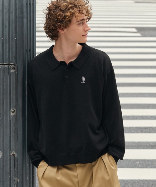 U.S. POLO ASSN.(ユーエスポロアッスン)の「U.S. POLO ASSN./ユーエスポロアッスン 別注 ワンポイント刺繍 アソート オーバーサイズ 長袖ニットポロ(ニット/セーター・メンズ・チャコール/ブラック/ネイビー/ブラック系/ネイビー系・S/L/M)」の16枚目の写真