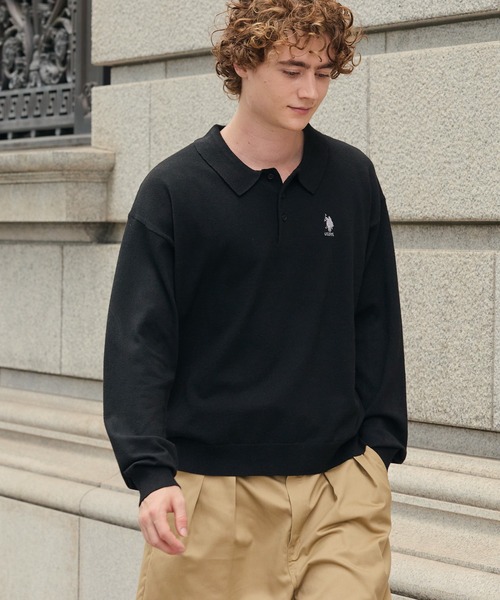 U.S. POLO ASSN.(ユーエスポロアッスン)の「U.S. POLO ASSN./ユーエスポロアッスン 別注 ワンポイント刺繍 アソート オーバーサイズ 長袖ニットポロ(ニット/セーター・メンズ・チャコール/ブラック/ネイビー/ブラック系/ネイビー系・S/L/M)」の17枚目の写真