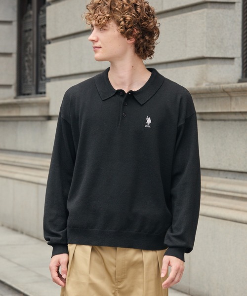 U.S. POLO ASSN.(ユーエスポロアッスン)の「U.S. POLO ASSN./ユーエスポロアッスン 別注 ワンポイント刺繍 アソート オーバーサイズ 長袖ニットポロ(ニット/セーター・メンズ・チャコール/ブラック/ネイビー/ブラック系/ネイビー系・S/L/M)」の18枚目の写真