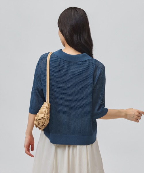 TIGORA（ティゴラ）の「ティゴラ TIGORA メッシュニットポロシャツ（ポロシャツ・レディース・ブルー/ブラック/チャコールグレー・M/L）」の7枚目の写真