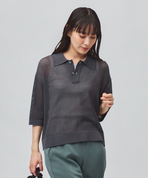 TIGORA（ティゴラ）の「ティゴラ TIGORA メッシュニットポロシャツ（ポロシャツ・レディース・ブルー/ブラック/チャコールグレー・M/L）」の20枚目の写真