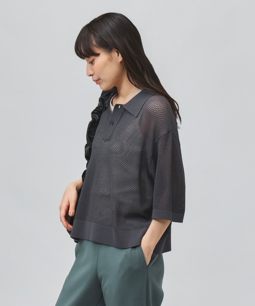 TIGORA（ティゴラ）の「ティゴラ TIGORA メッシュニットポロシャツ（ポロシャツ・レディース・ブルー/ブラック/チャコールグレー・M/L）」の21枚目の写真