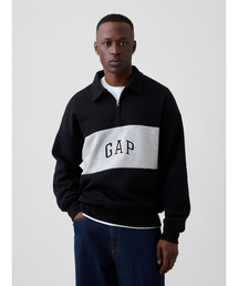 オーバーサイズ GAPロゴ 1/4ジップアップ スウェットシャツ