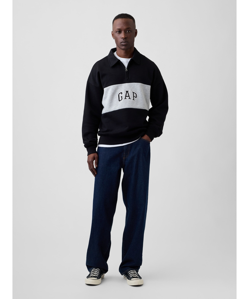GAP（ギャップ）の「オーバーサイズ GAPロゴ 1/4ジップアップ スウェットシャツ（スウェット・メンズ・ブラック/ネイビー/グリーン・M/L/S/XS/XL）」の8枚目の写真