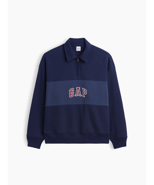 GAP（ギャップ）の「オーバーサイズ GAPロゴ 1/4ジップアップ スウェットシャツ（スウェット・メンズ・ブラック/ネイビー/グリーン・M/L/S/XS/XL）」の6枚目の写真