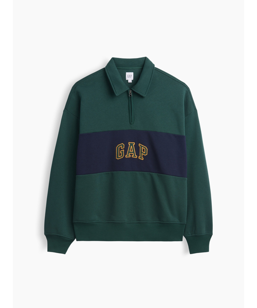GAP（ギャップ）の「オーバーサイズ GAPロゴ 1/4ジップアップ スウェットシャツ（スウェット・メンズ・ブラック/ネイビー/グリーン・M/L/S/XS/XL）」の11枚目の写真