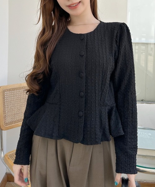 Ada.(エイダ)の「ふくれジャガード ペプラム カーディガン(カーディガン/ボレロ・レディース・ブラック/アイボリー/ブラウン・FREE)」の13枚目の写真