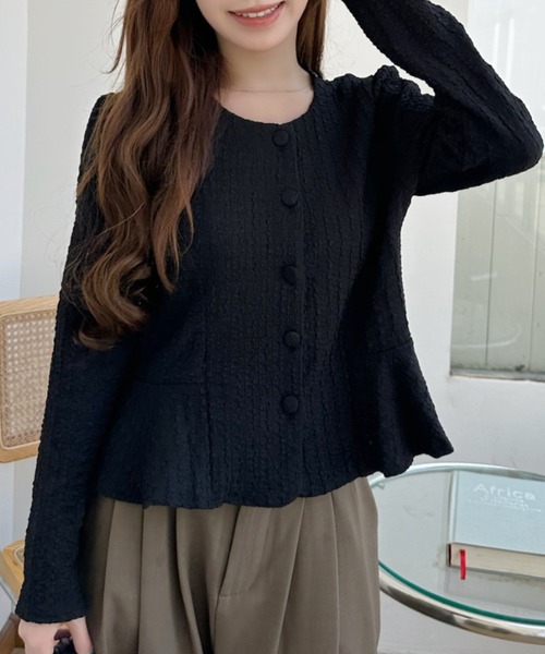 Ada.(エイダ)の「ふくれジャガード ペプラム カーディガン(カーディガン/ボレロ・レディース・ブラック/アイボリー/ブラウン・FREE)」の15枚目の写真