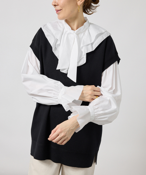 VERMEIL par iena（ヴェルメイユパーイエナ）の「Pinstripe フリルブラウス（シャツ/ブラウス・レディース・その他11/ホワイト・FREE）」の7枚目の写真