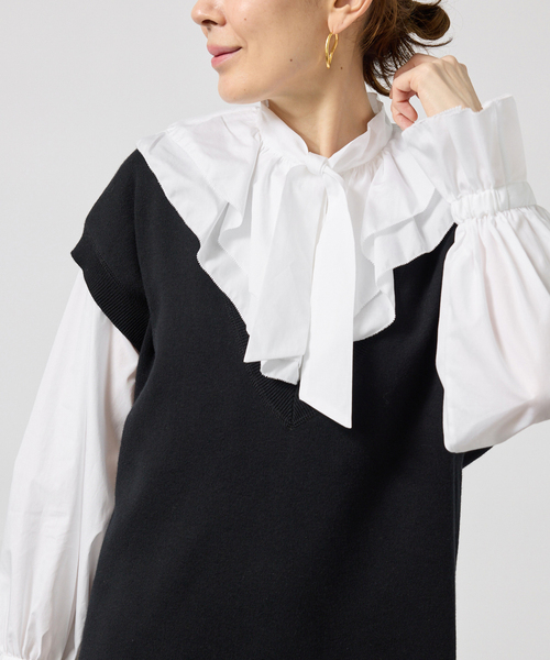 VERMEIL par iena（ヴェルメイユパーイエナ）の「Pinstripe フリルブラウス（シャツ/ブラウス・レディース・その他11/ホワイト・FREE）」の10枚目の写真