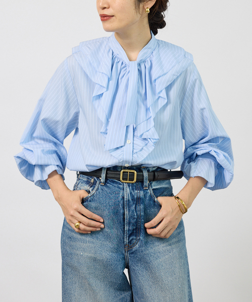 VERMEIL par iena（ヴェルメイユパーイエナ）の「Pinstripe フリルブラウス（シャツ/ブラウス・レディース・その他11/ホワイト・FREE）」の15枚目の写真