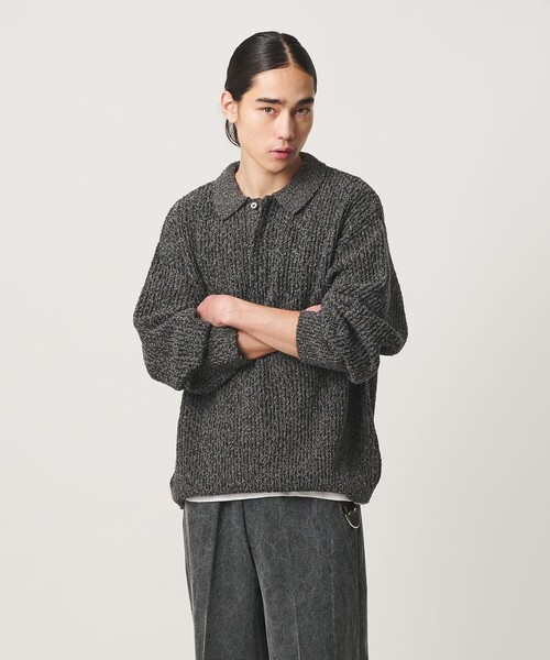 MONKEY TIME(モンキータイム)の「スラブ ウール ナイロン プレーティング ポロシャツ(ニット/セーター・メンズ・ブラック/ダークグレー・L/XL/M/S)」の19枚目の写真