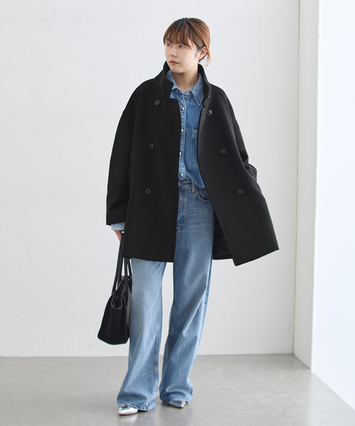 journal standard L'essage(ジャーナルスタンダードレサージュ)の「MANTECO/FABRICA ショートスタンドコート(その他アウター・レディース・カーキ/ネイビー/ブラック・38/36)」の4枚目の写真