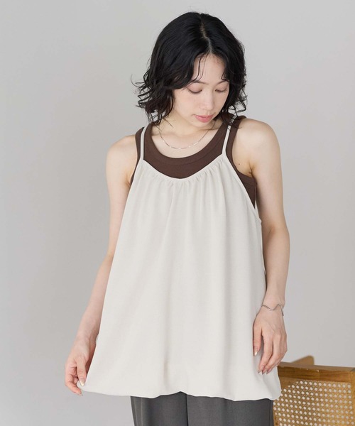 HEART MARKET(ハートマーケット)の「【接触冷感/吸水速乾】シボサテンバルーンキャミチュニック(チュニック・レディース・ブラック/チャコール/ダークブラウン/ナチュラル・FREE)」の1枚目の写真