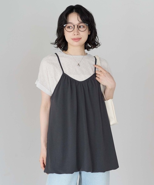 HEART MARKET(ハートマーケット)の「【接触冷感/吸水速乾】シボサテンバルーンキャミチュニック(チュニック・レディース・ブラック/チャコール/ダークブラウン/ナチュラル・FREE)」の3枚目の写真