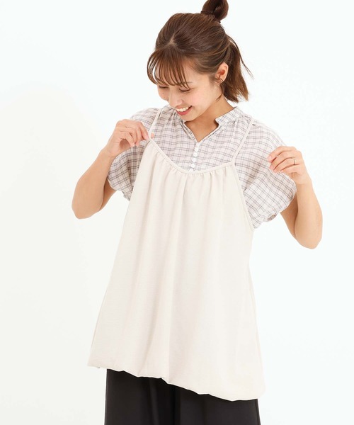 HEART MARKET(ハートマーケット)の「【接触冷感/吸水速乾】シボサテンバルーンキャミチュニック(チュニック・レディース・ブラック/チャコール/ダークブラウン/ナチュラル・FREE)」の5枚目の写真