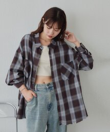 DISCOAT（ディスコート）の「【Enlude】オンブレチェックフリンジオーバーシャツ（シャツ/ブラウス）」