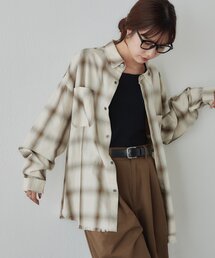 DISCOAT（ディスコート）の「【Enlude】オンブレチェックフリンジオーバーシャツ（シャツ/ブラウス）」