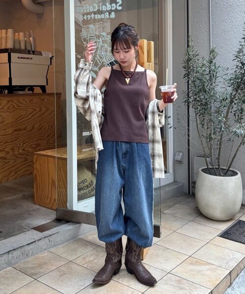 DISCOAT(ディスコート)の「【Enlude】オンブレチェックフリンジオーバーシャツ(シャツ/ブラウス・レディース・アイボリー/ネイビー/ブラウン・MEDIUM/LARGE)」の22枚目の写真