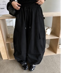 26aw 四色展開/綿100% ドロストワイドカーゴバルーンパンツ