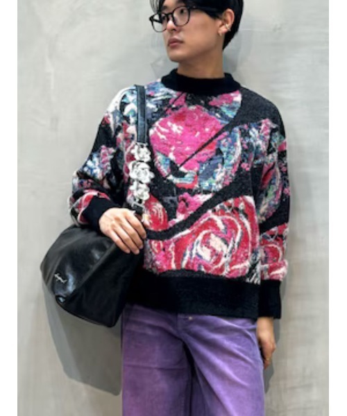 Desigual(デシグアル)の「M.C. Lacroix Oversized Floral Print Knit / M.C. ラクロワ オーバーサイズフローラルプリントニット(ニット/セーター・レディース・ブラック・S/M/L)」の1枚目の写真
