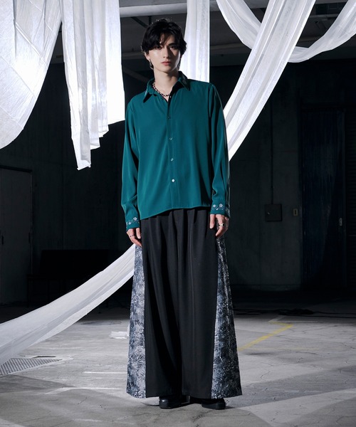 Ellno Loset（エルノロゼット）の「【UVカット＆イージーケア】ローズ刺繍シャツ/26LS（シャツ/ブラウス・メンズ・ブラック/ブルーグリーン/チャコール/オフホワイト・LARGE/MEDIUM/SMALL）」の15枚目の写真