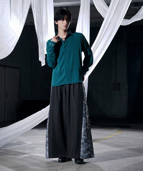 Ellno Loset（エルノロゼット）の「【UVカット＆イージーケア】ローズ刺繍シャツ/26LS（シャツ/ブラウス・メンズ・ブラック/ブルーグリーン/チャコール/オフホワイト・LARGE/MEDIUM/SMALL）」の16枚目の写真