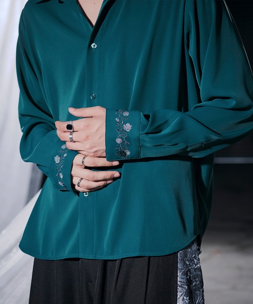 Ellno Loset（エルノロゼット）の「【UVカット＆イージーケア】ローズ刺繍シャツ/26LS（シャツ/ブラウス・メンズ・ブラック/ブルーグリーン/チャコール/オフホワイト・LARGE/MEDIUM/SMALL）」の12枚目の写真