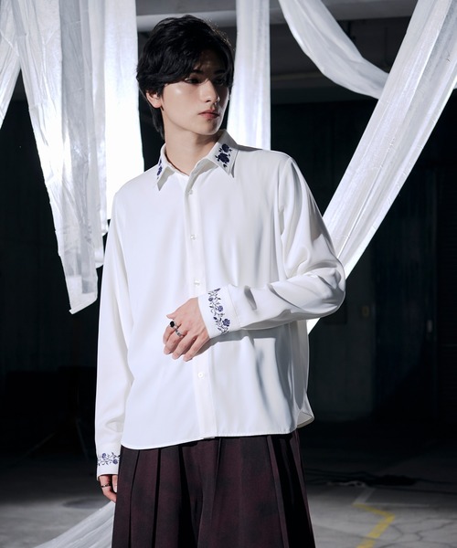 Ellno Loset（エルノロゼット）の「【UVカット＆イージーケア】ローズ刺繍シャツ/26LS（シャツ/ブラウス・メンズ・ブラック/ブルーグリーン/チャコール/オフホワイト・LARGE/MEDIUM/SMALL）」の22枚目の写真