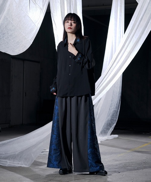Ellno Loset（エルノロゼット）の「【UVカット＆イージーケア】ローズ刺繍シャツ/26LS（シャツ/ブラウス・メンズ・ブラック/ブルーグリーン/チャコール/オフホワイト・LARGE/MEDIUM/SMALL）」の8枚目の写真
