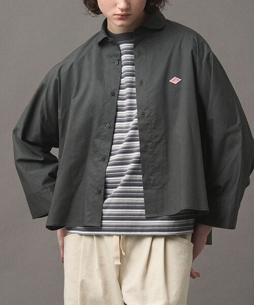 DANTON(ダントン)の「Women's High Count Twill Dolman Sleeve Shirt(シャツ/ブラウス・レディース・ブラウン系その他2/ピンク/チャコール・36/38)」の2枚目の写真