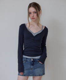 Basic V-neck Long Sleeve [Charcoal]