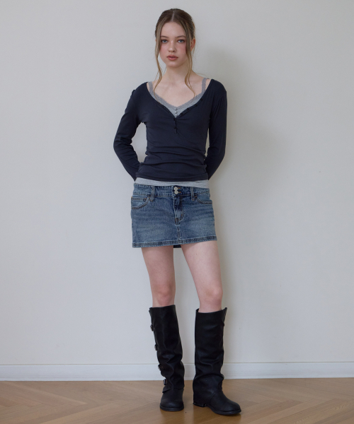 ROSEFRANTZ（ロゼフランツ）の「Basic V-neck Long Sleeve [Charcoal]（Tシャツ/カットソー・レディース・チャコールグレー・SMALL/MEDIUM/X-SMALL）」の5枚目の写真