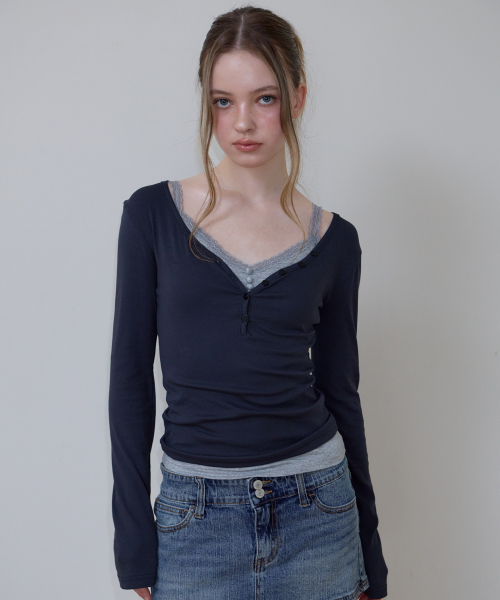 ROSEFRANTZ（ロゼフランツ）の「Basic V-neck Long Sleeve [Charcoal]（Tシャツ/カットソー・レディース・チャコールグレー・SMALL/MEDIUM/X-SMALL）」の10枚目の写真