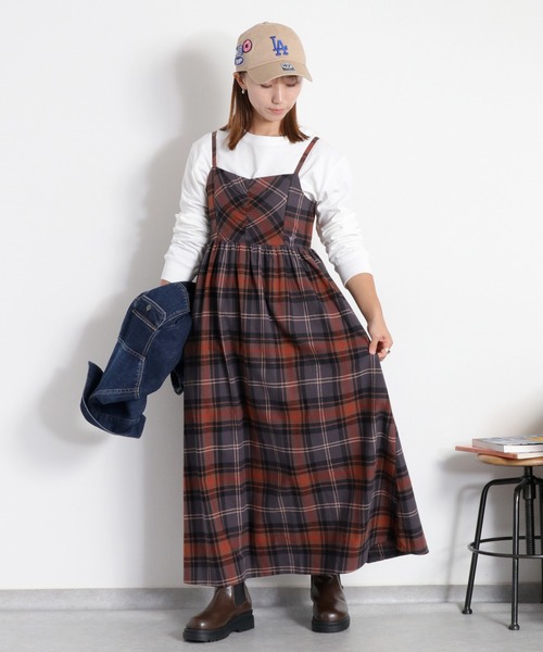 BEVERLY HILLS POLO CLUB(ビバリーヒルズポロクラブ)の「【BEVERLY HILLS POLO CLUB】ネルチェックキャミワンピース(ワンピース・レディース・グレー/ネイビー・M)」の1枚目の写真
