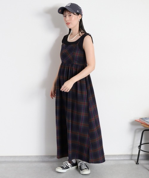 BEVERLY HILLS POLO CLUB(ビバリーヒルズポロクラブ)の「【BEVERLY HILLS POLO CLUB】ネルチェックキャミワンピース(ワンピース・レディース・グレー/ネイビー・M)」の4枚目の写真