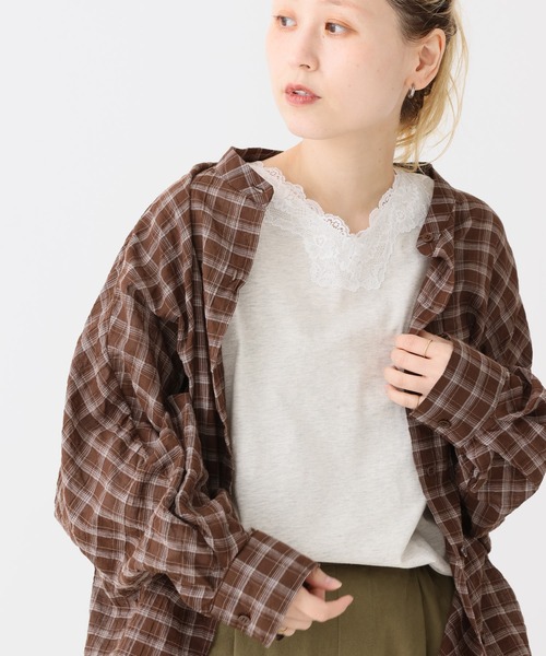 HEART MARKET（ハートマーケット）の「レース付長袖インナー（Tシャツ/カットソー・レディース・ブラック/チャコール/ホワイト/オートミール・LARGE/MEDIUM）」の11枚目の写真