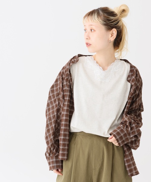 HEART MARKET（ハートマーケット）の「レース付長袖インナー（Tシャツ/カットソー・レディース・ブラック/チャコール/ホワイト/オートミール・LARGE/MEDIUM）」の17枚目の写真