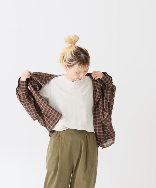 HEART MARKET（ハートマーケット）の「レース付長袖インナー（Tシャツ/カットソー・レディース・ブラック/チャコール/ホワイト/オートミール・LARGE/MEDIUM）」の18枚目の写真