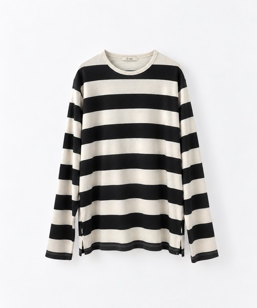 CANAL JEAN（キャナルジーン）の「Lakey Park　太ボーダーロンT（Tシャツ/カットソー・レディース・ブラック/ブルー・ONE SIZE）」の2枚目の写真