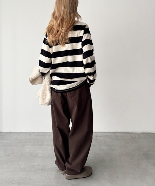 CANAL JEAN（キャナルジーン）の「Lakey Park　太ボーダーロンT（Tシャツ/カットソー・レディース・ブラック/ブルー・ONE SIZE）」の9枚目の写真