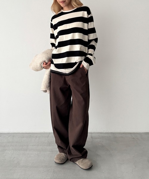 CANAL JEAN（キャナルジーン）の「Lakey Park　太ボーダーロンT（Tシャツ/カットソー・レディース・ブラック/ブルー・ONE SIZE）」の10枚目の写真