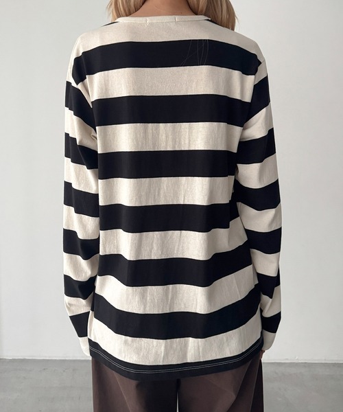CANAL JEAN（キャナルジーン）の「Lakey Park　太ボーダーロンT（Tシャツ/カットソー・レディース・ブラック/ブルー・ONE SIZE）」の14枚目の写真