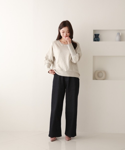 Sleeping Sheep(スリーピングシープ)の「ストレッチワイドデニムパンツ(デニムパンツ・レディース・ワンウォッシュ/ブルー/ネイビー・M/3L/L/LL/4L)」の8枚目の写真