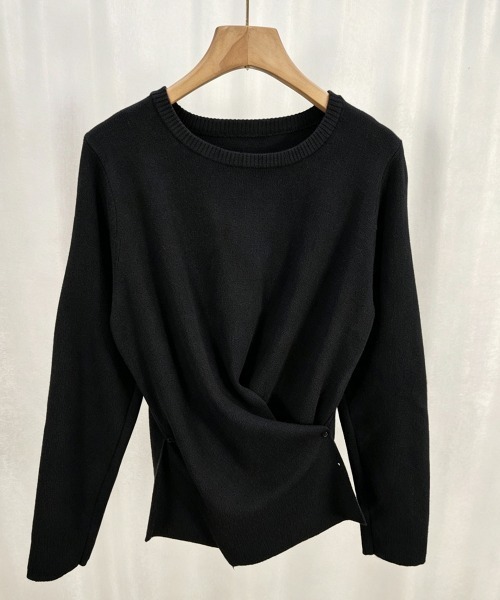 Miniministore（ミニミニストア）の「ニットトップス 長袖 クロスニット 秋冬（ニット/セーター・レディース・グレー/ブラック/ブラウン/ライトベージュ・FREE）」の11枚目の写真
