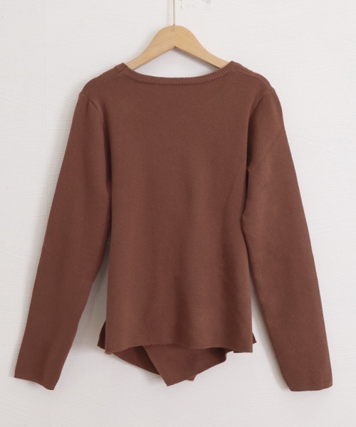 Miniministore（ミニミニストア）の「ニットトップス 長袖 クロスニット 秋冬（ニット/セーター・レディース・グレー/ブラック/ブラウン/ライトベージュ・FREE）」の13枚目の写真