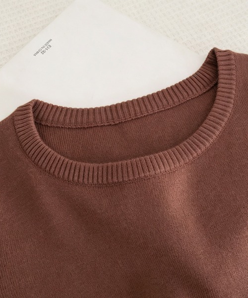 Miniministore（ミニミニストア）の「ニットトップス 長袖 クロスニット 秋冬（ニット/セーター・レディース・グレー/ブラック/ブラウン/ライトベージュ・FREE）」の14枚目の写真